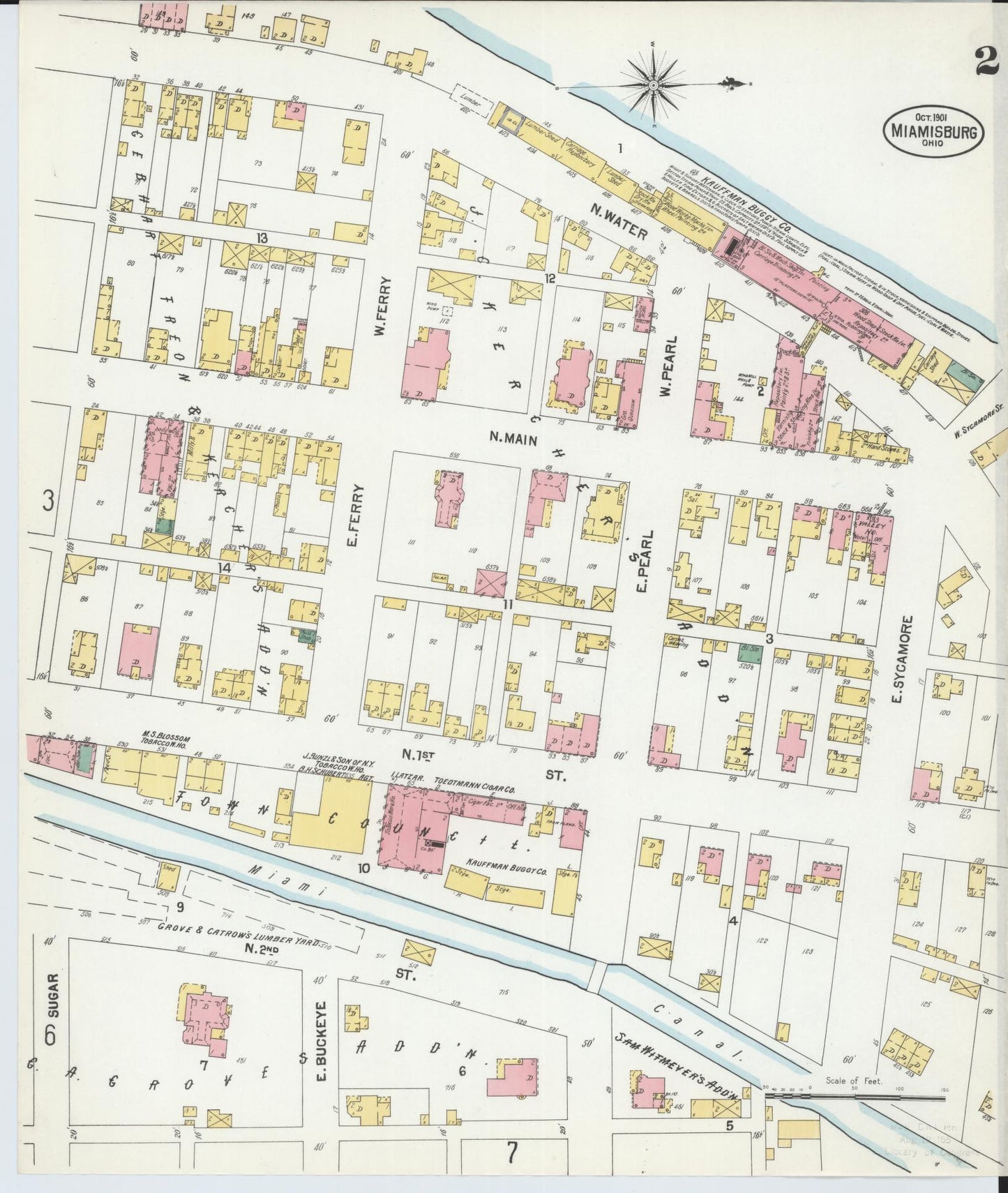 Sanborn Fire Insurance Map from Miamisburg, Montgomery County, Ohio (1901), Sheet #0002 - Complete Map Set gallery image, historic Sanborn map, vintage wall art, Ohio Ohio