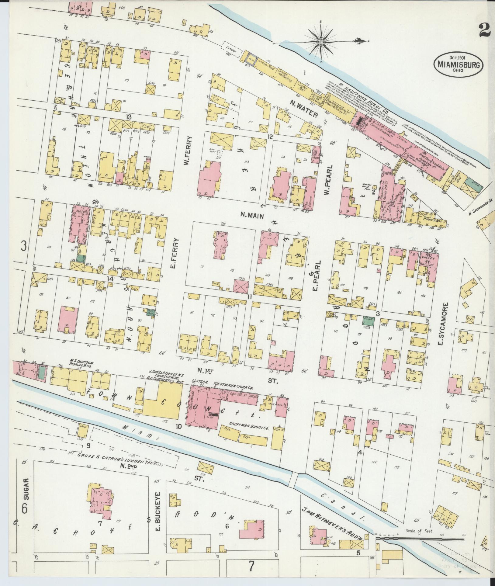 Sanborn Fire Insurance Map from Miamisburg, Montgomery County, Ohio (1901), Sheet #0002 - Complete Map Set gallery image, historic Sanborn map, vintage wall art, Ohio Ohio