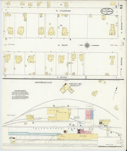 Sanborn Fire Insurance Map from Quitman, Brooks County, Georgia (1912), Sheet #0002 - Complete Map Set gallery image, historic Sanborn map, vintage wall art, Georgia Georgia