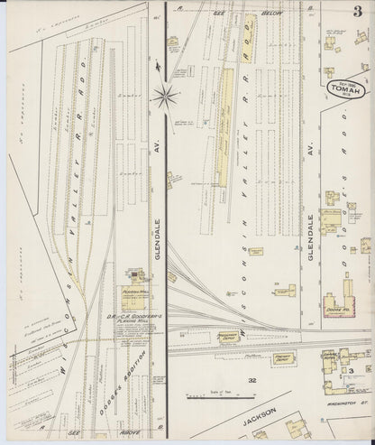 Sanborn Fire Insurance Map from Tomah, Monroe County, Wisconsin (1885), Sheet #0003 - Historic Sanborn Fire Insurance Map Print, vintage old map wall art, antique decor, genealogy gift, Wisconsin Wisconsin map
