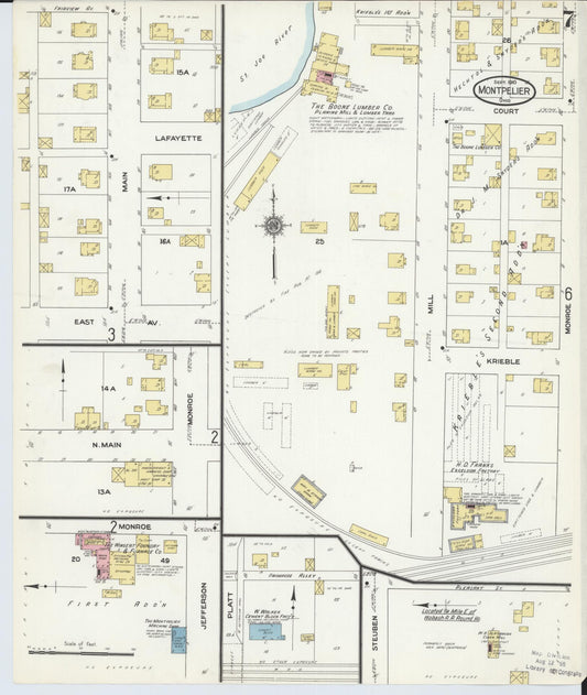 Sanborn Fire Insurance Map from Montpelier, Williams County, Ohio (1910), Sheet #0007 - Historic Sanborn Fire Insurance Map Print, vintage old map wall art, antique decor, genealogy gift, Ohio Ohio map
