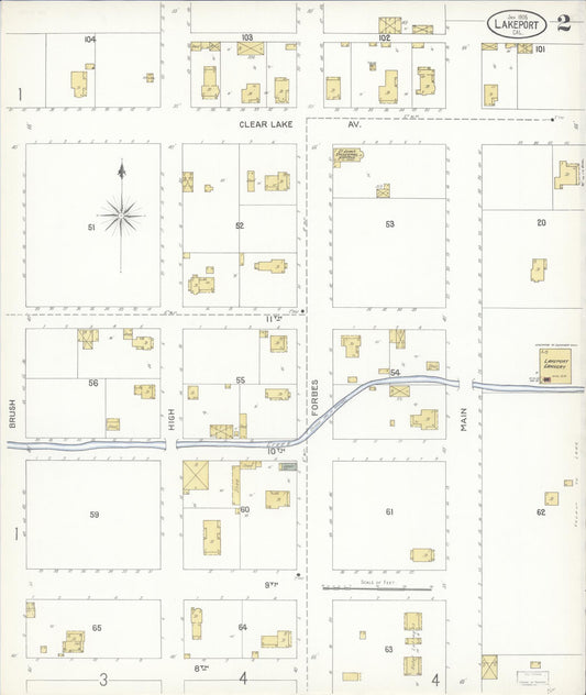 Sanborn Fire Insurance Map from Lakeport, Lake County, California (1905), Sheet #0002 - Historic Sanborn Fire Insurance Map Print, vintage old map wall art, antique decor, genealogy gift, California California map