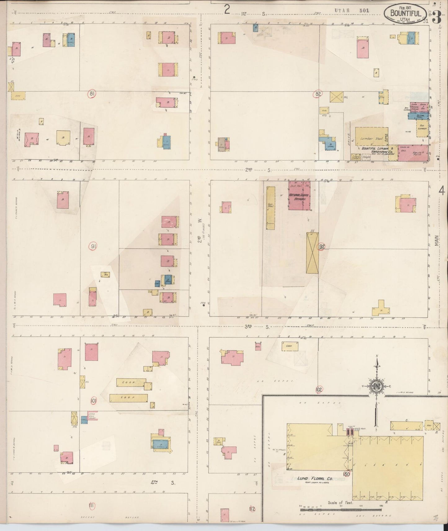 Sanborn Fire Insurance Map from Bountiful, Davis County, Utah (1930), Sheet #0003 - Historic Sanborn Fire Insurance Map Print, vintage old map wall art, antique decor, genealogy gift, Utah Utah map