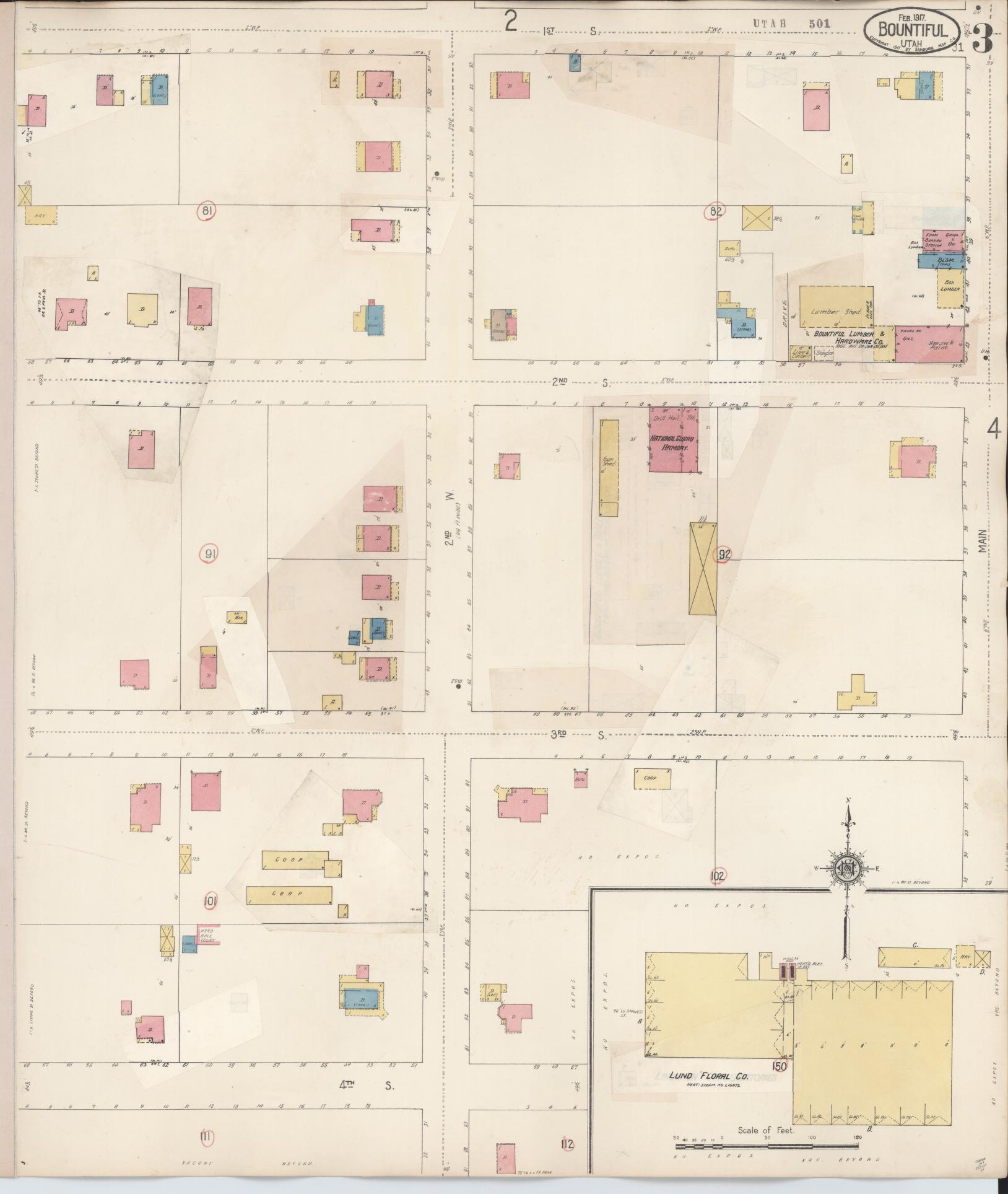 Sanborn Fire Insurance Map from Bountiful, Davis County, Utah (1930), Sheet #0003 - Historic Sanborn Fire Insurance Map Print, vintage old map wall art, antique decor, genealogy gift, Utah Utah map