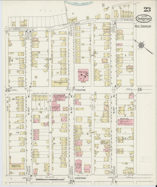 Sanborn Fire Insurance Map from Tarentum, Allegheny County, Pennsylvania (1914), Sheet #0023 - Historic Sanborn Fire Insurance Map Print, vintage old map wall art, antique decor, genealogy gift, Pennsylvania Pennsylvania map