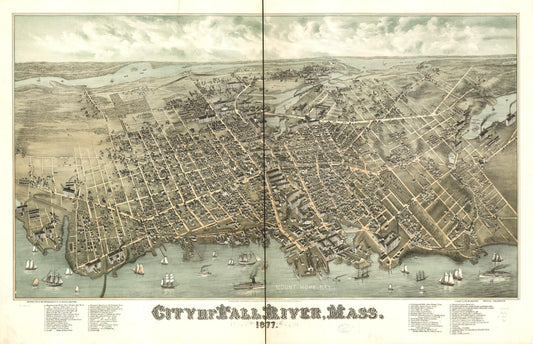 City of Fall River, Mass. 1877. (1877) – Historic Bird’s-Eye View Panorama Print