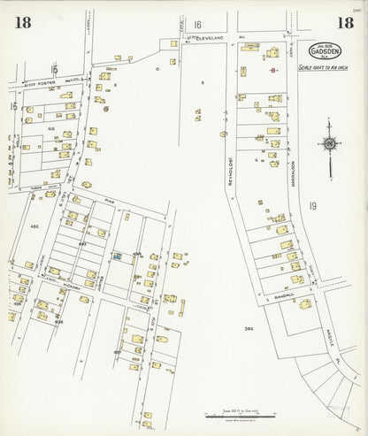 Sanborn Fire Insurance Map from Gadsden, Etowah County, Alabama (1926), Sheet #0018 - Complete Map Set gallery image, historic Sanborn map, vintage wall art, Alabama Alabama
