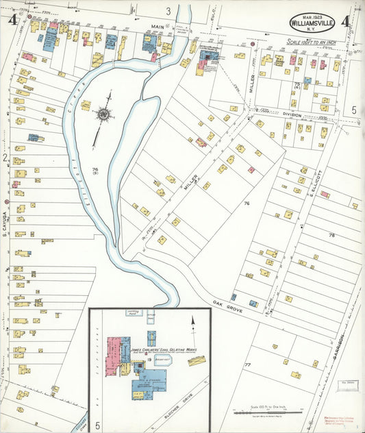 Sanborn Fire Insurance Map from Williamsville, Erie County, New York (1923), Sheet #0004 - Historic Sanborn Fire Insurance Map Print, vintage old map wall art, antique decor, genealogy gift, New York New York map