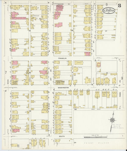 Sanborn Fire Insurance Map from Slatington, Lehigh County, Pennsylvania (1913), Sheet #0008 - Historic Sanborn Fire Insurance Map Print, vintage old map wall art, antique decor, genealogy gift, Pennsylvania Pennsylvania map