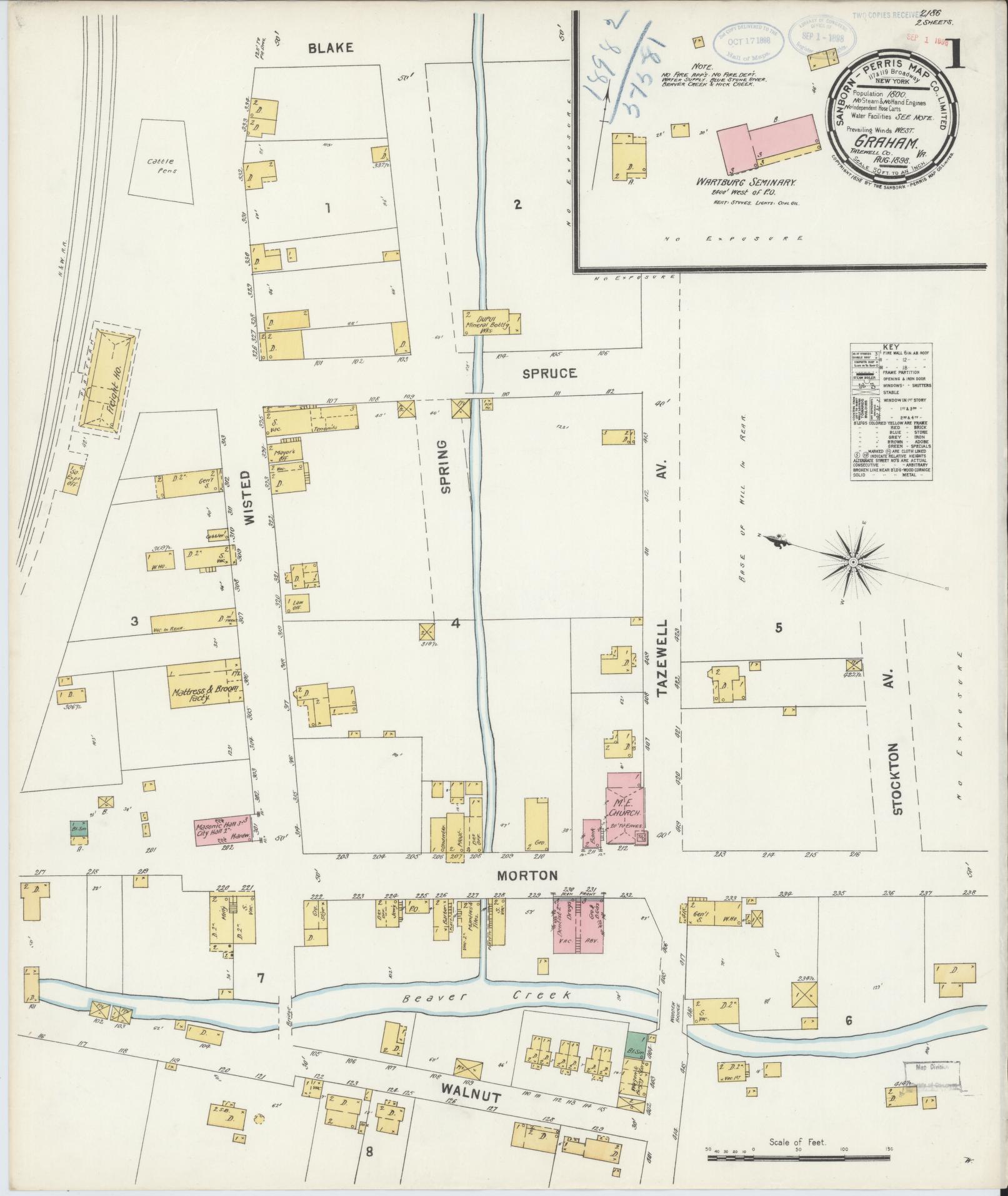 Sanborn Fire Insurance Map from Graham, Tazewell County, Virginia. (1898) – Historic Sanborn Fire Insurance Map Print