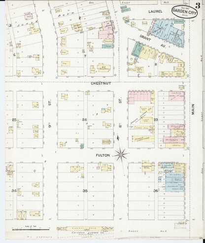Sanborn Fire Insurance Map from Garden City, Finney County, Kansas (1887), Sheet #0003 - Complete Map Set gallery image, historic Sanborn map, vintage wall art, Kansas Kansas