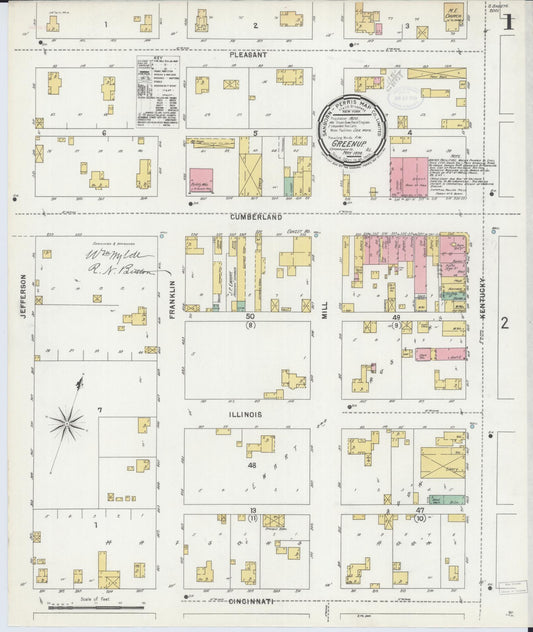 Sanborn Fire Insurance Map from Greenup, Cumberland County, Illinois (1898), Sheet #0001 - Complete Map Set gallery image, historic Sanborn map, vintage wall art, Illinois Illinois