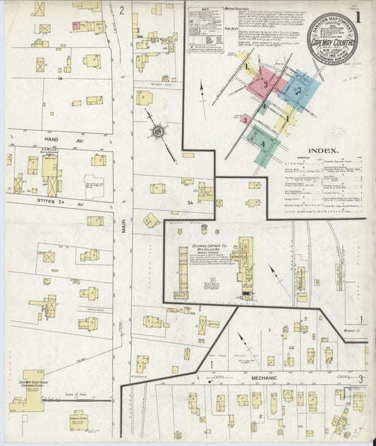 Sanborn Fire Insurance Map from Cape May Court House, Cape May County, New Jersey (1912), Sheet #0001 - Historic Sanborn Fire Insurance Map Print, vintage old map wall art, antique decor, genealogy gift, New Jersey New Jersey map