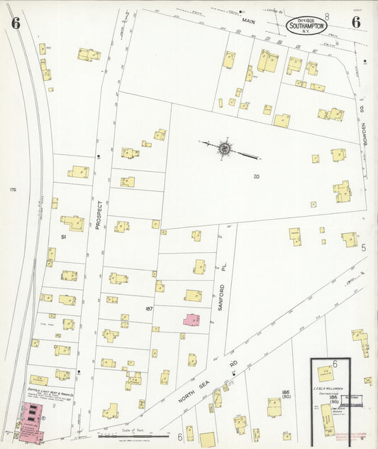 Sanborn Fire Insurance Map from Southampton, Suffolk County, New York (1926), Sheet #0006 - Historic Sanborn Fire Insurance Map Print, vintage old map wall art, antique decor, genealogy gift, New York New York map