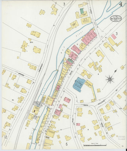 Sanborn Fire Insurance Map from Winsted, Litchfield County, Connecticut (1904), Sheet #0004 - Complete Map Set gallery image, historic Sanborn map, vintage wall art, Connecticut Connecticut