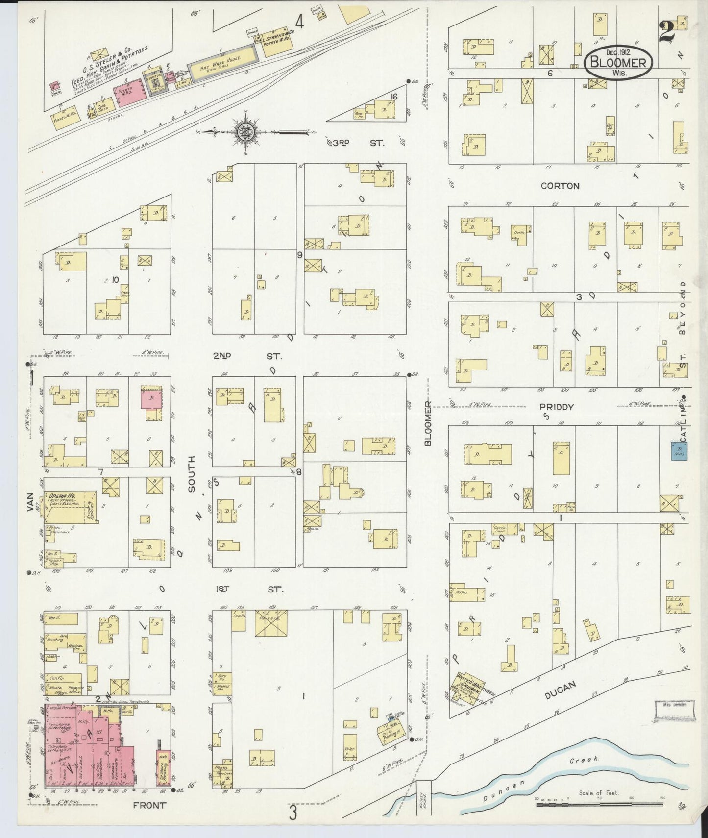 Sanborn Fire Insurance Map from Bloomer, Chippewa County, Wisconsin (1912), Sheet #0002 - Complete Map Set gallery image, historic Sanborn map, vintage wall art, Wisconsin Wisconsin