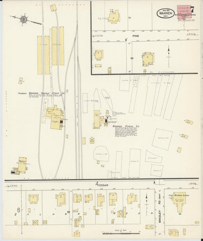 Sanborn Fire Insurance Map from Warren, Bradley County, Arkansas (1912), Sheet #0007 - Complete Map Set gallery image, historic Sanborn map, vintage wall art, Arkansas Arkansas