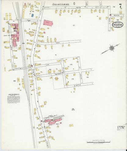 Sanborn Fire Insurance Map from Orange, Franklin County, Massachusetts (1917), Sheet #0007 - Historic Sanborn Fire Insurance Map Print, vintage old map wall art, antique decor, genealogy gift, Massachusetts Massachusetts map