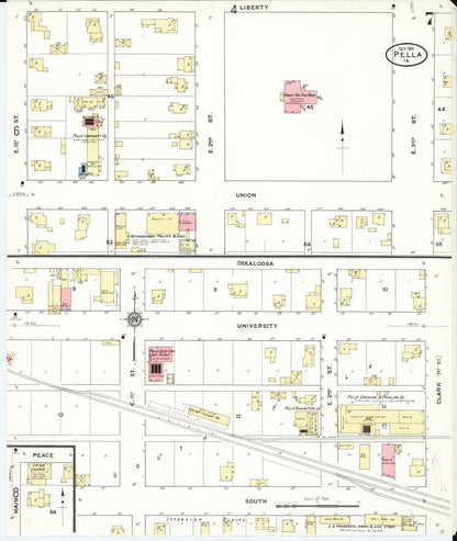 Sanborn Fire Insurance Map from Pella, Marion County, Iowa (1911), Sheet #0007 - Historic Sanborn Fire Insurance Map Print, vintage old map wall art