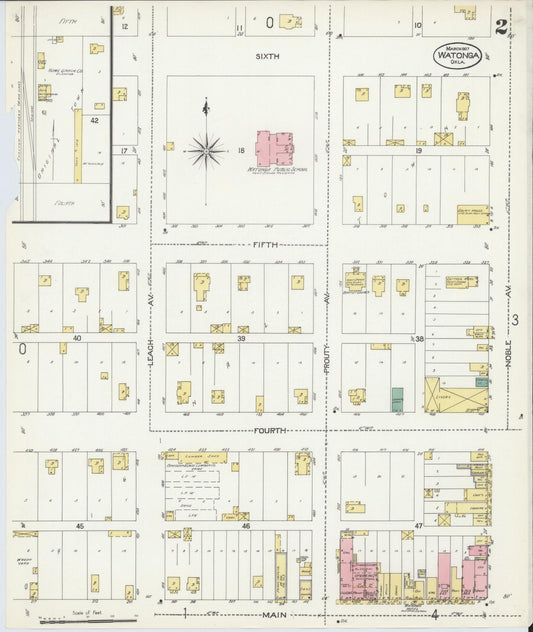 Sanborn Fire Insurance Map from Watonga, Blaine County, Oklahoma (1907), Sheet #0002 - Historic Sanborn Fire Insurance Map Print, vintage old map wall art, antique decor, genealogy gift, Oklahoma Oklahoma map