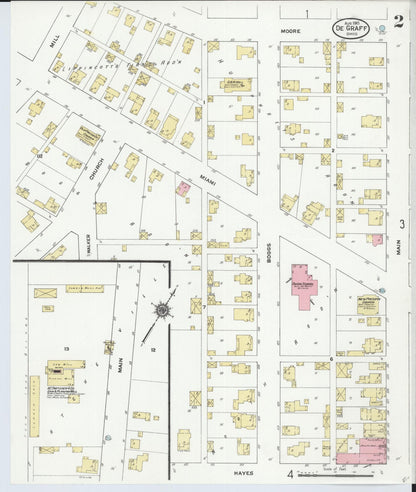Sanborn Fire Insurance Map from Degraff, Logan County, Ohio (1910), Sheet #0002 - Historic Sanborn Fire Insurance Map Print, vintage old map wall art, antique decor, genealogy gift, Ohio Ohio map