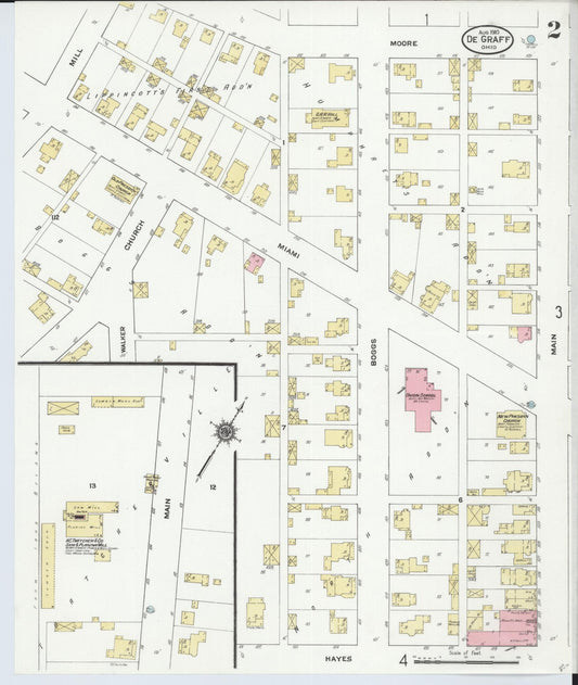 Sanborn Fire Insurance Map from Degraff, Logan County, Ohio (1910), Sheet #0002 - Historic Sanborn Fire Insurance Map Print, vintage old map wall art, antique decor, genealogy gift, Ohio Ohio map