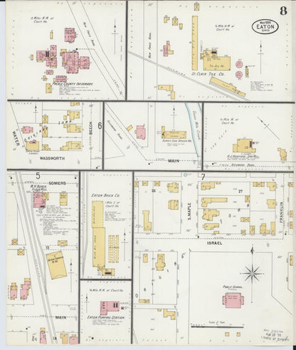 Sanborn Fire Insurance Map from Eaton, Preble County, Ohio (1899), Sheet #0008 - Historic Sanborn Fire Insurance Map Print, vintage old map wall art, antique decor, genealogy gift, Ohio Ohio map