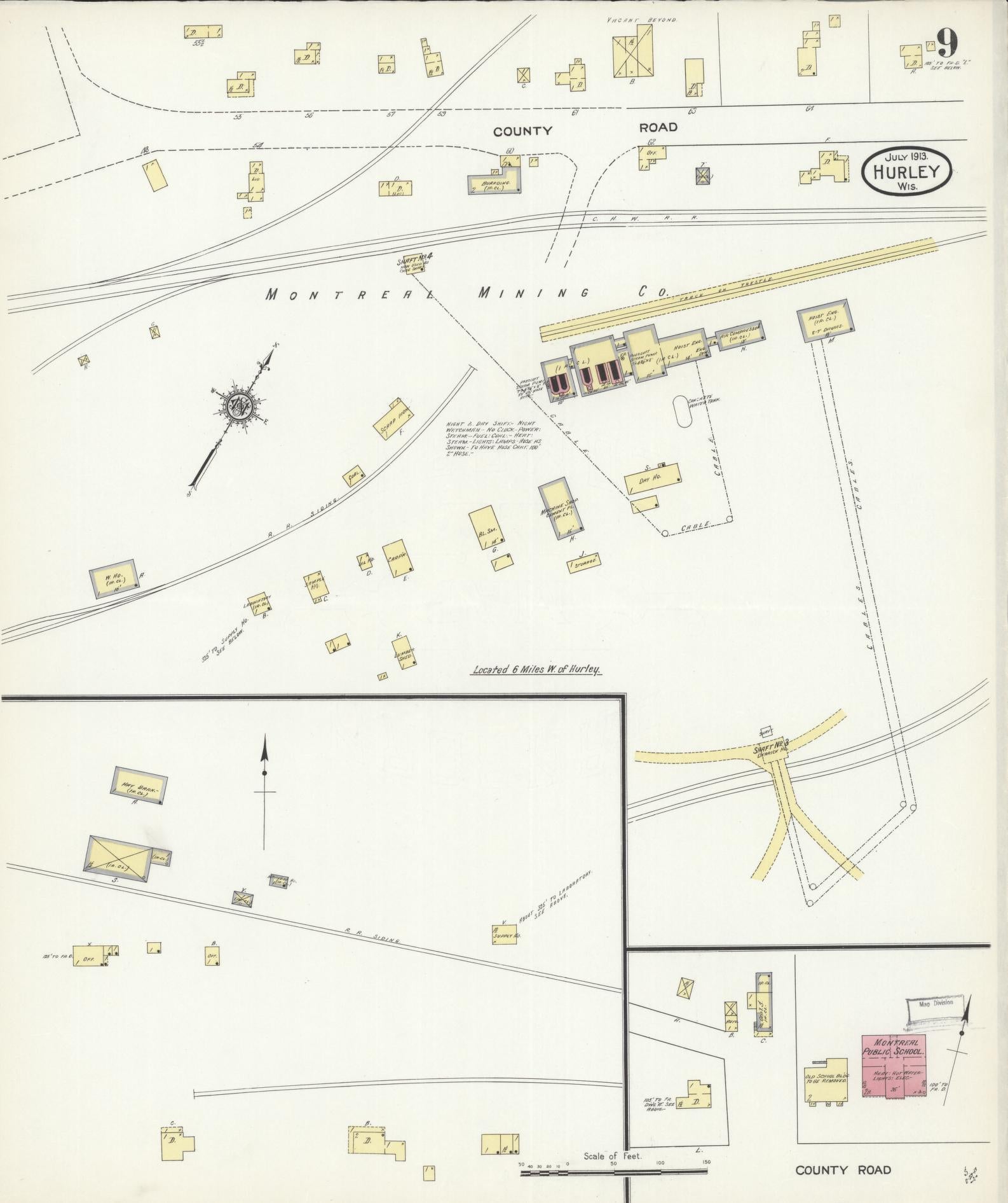 Sanborn Fire Insurance Map from Hurley, Iron County, Wisconsin (1913), Sheet #0009 - Historic Sanborn Fire Insurance Map Print, vintage old map wall art, antique decor, genealogy gift, Wisconsin Wisconsin map
