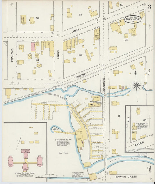 Sanborn Fire Insurance Map from Smethport, McKean County, Pennsylvania (1892), Sheet #0003 - Historic Sanborn Fire Insurance Map Print, vintage old map wall art, antique decor, genealogy gift, Pennsylvania Pennsylvania map