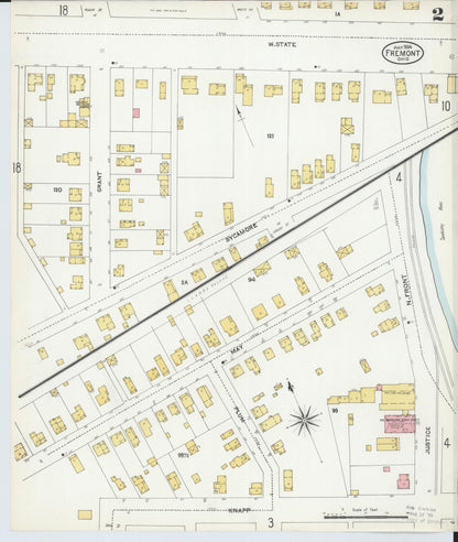 Sanborn Fire Insurance Map from Fremont, Sandusky County, Ohio (1904), Sheet #0002 - Historic Sanborn Fire Insurance Map Print, vintage old map wall art, antique decor, genealogy gift, Ohio Ohio map