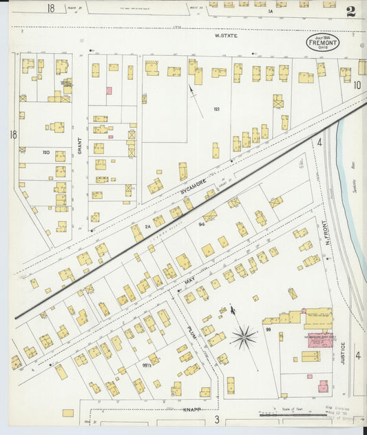 Sanborn Fire Insurance Map from Fremont, Sandusky County, Ohio (1904), Sheet #0002 - Historic Sanborn Fire Insurance Map Print, vintage old map wall art, antique decor, genealogy gift, Ohio Ohio map