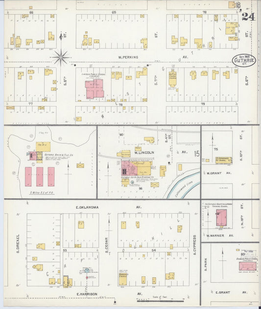 Sanborn Fire Insurance Map from Guthrie, Logain County, Oklahoma (1903), Sheet #0024 - Historic Sanborn Fire Insurance Map Print, vintage old map wall art, antique decor, genealogy gift, Oklahoma Oklahoma map