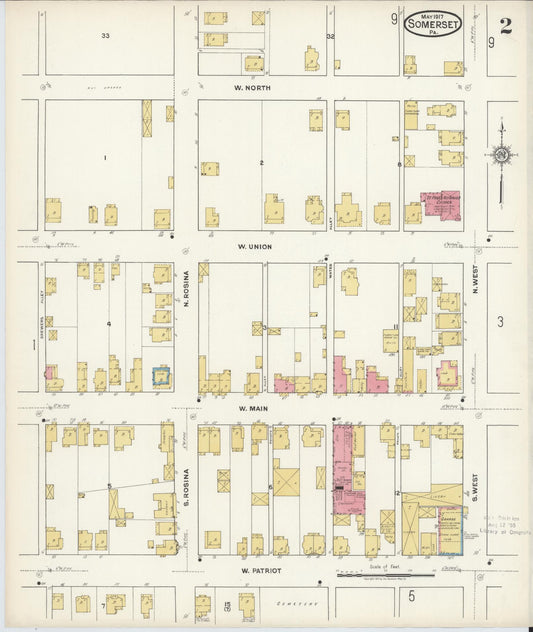 Sanborn Fire Insurance Map from Somerset, Somerset County, Pennsylvania (1917), Sheet #0002 - Historic Sanborn Fire Insurance Map Print, vintage old map wall art, antique decor, genealogy gift, Pennsylvania Pennsylvania map