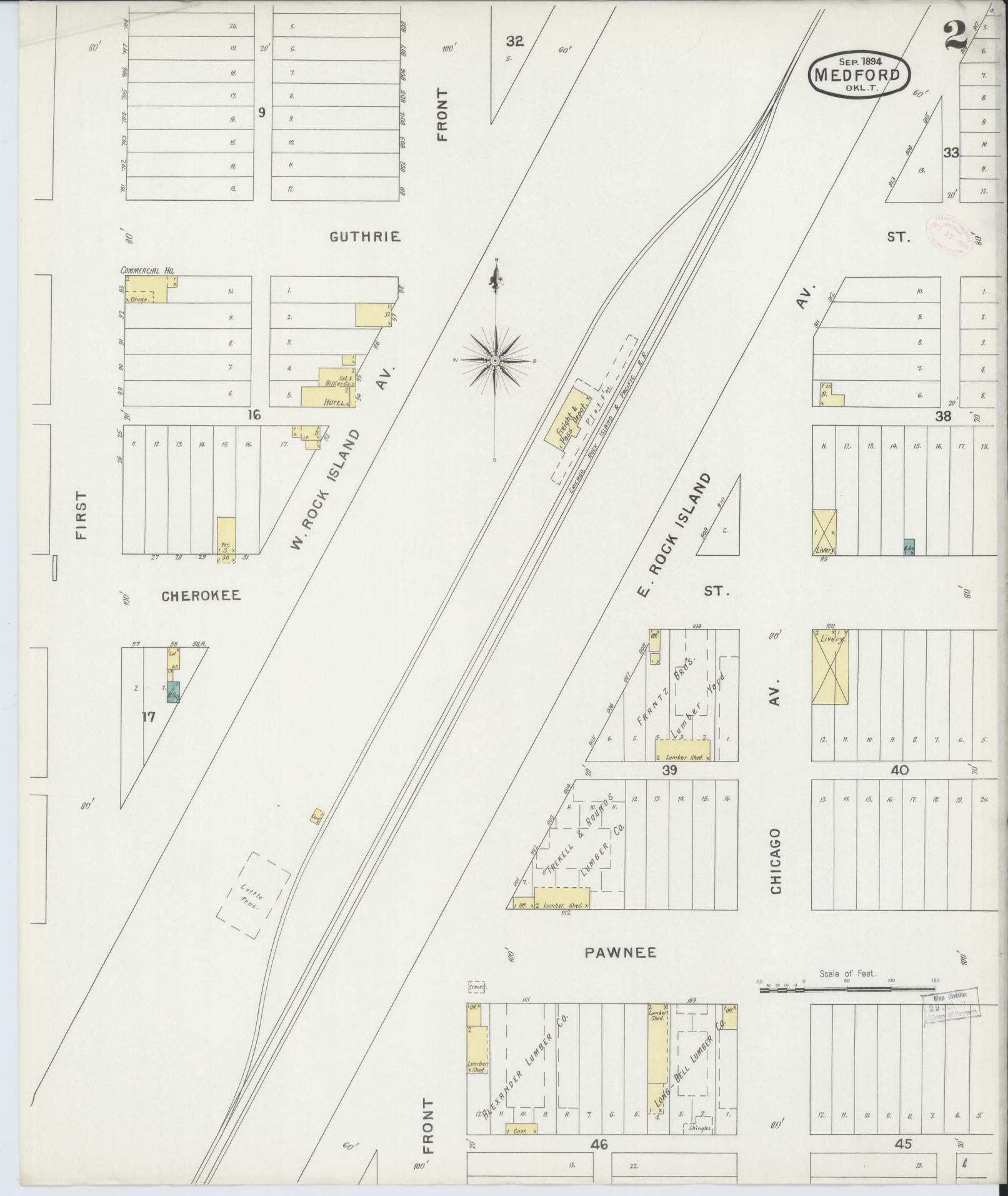 Sanborn Fire Insurance Map from Medford, Grant County, Oklahoma (1894), Sheet #0002 - Historic Sanborn Fire Insurance Map Print, vintage old map wall art, antique decor, genealogy gift, Oklahoma Oklahoma map