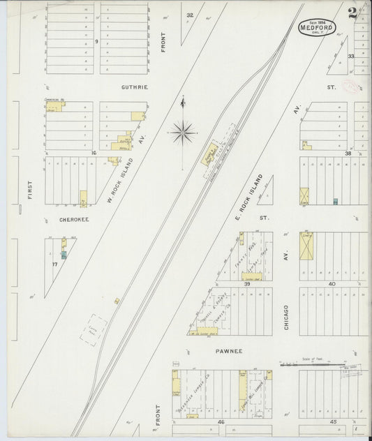 Sanborn Fire Insurance Map from Medford, Grant County, Oklahoma (1894), Sheet #0002 - Historic Sanborn Fire Insurance Map Print, vintage old map wall art, antique decor, genealogy gift, Oklahoma Oklahoma map