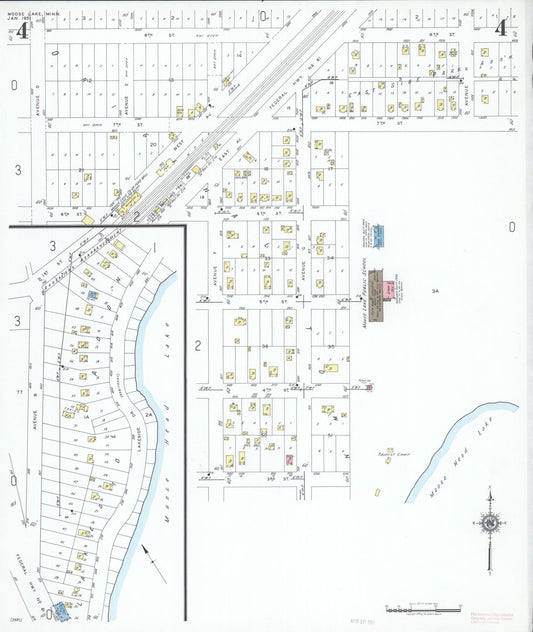 Sanborn Fire Insurance Map from Moose Lake, Carlton County, Minnesota (1951), Sheet #0004 - Historic Sanborn Fire Insurance Map Print, vintage old map wall art, antique decor, genealogy gift, Minnesota Minnesota map