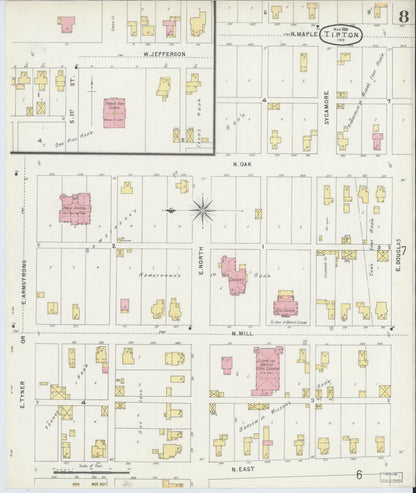 Sanborn Fire Insurance Map from Tipton, Tipton County, Indiana (1896), Sheet #0008 - Historic Sanborn Fire Insurance Map Print, vintage old map wall art, antique decor, genealogy gift, Indiana Indiana map