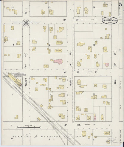 Sanborn Fire Insurance Map from Sauk Centre, Stearns County, Minnesota (1890), Sheet #0005 - Complete Map Set gallery image, historic Sanborn map, vintage wall art, Minnesota Minnesota