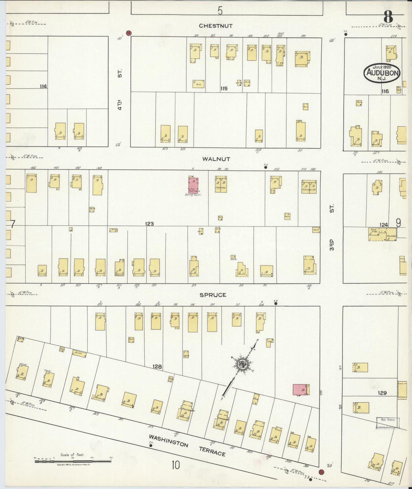 Sanborn Fire Insurance Map from Audubon, Camden County, New Jersey (1920), Sheet #0008 - Complete Map Set gallery image, historic Sanborn map, vintage wall art, New Jersey New Jersey