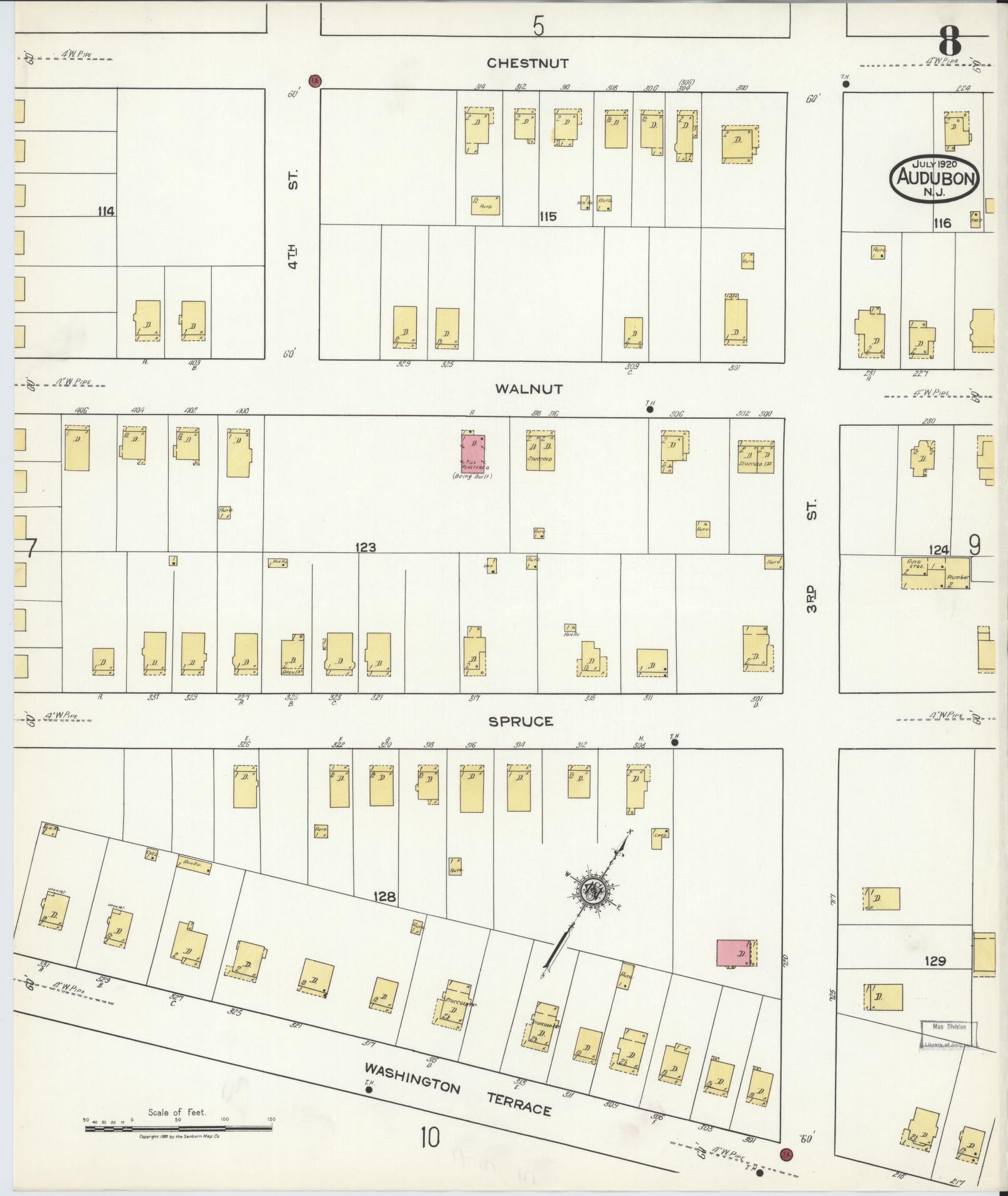 Sanborn Fire Insurance Map from Audubon, Camden County, New Jersey (1920), Sheet #0008 - Complete Map Set gallery image, historic Sanborn map, vintage wall art, New Jersey New Jersey