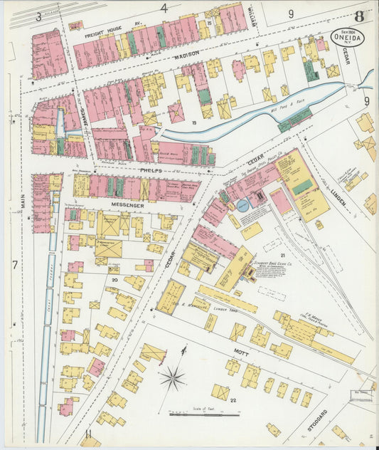 Sanborn Fire Insurance Map from Oneida, Madison County, New York (1904), Sheet #0007 - Historic Sanborn Fire Insurance Map Print, vintage old map wall art, antique decor, genealogy gift, New York New York map