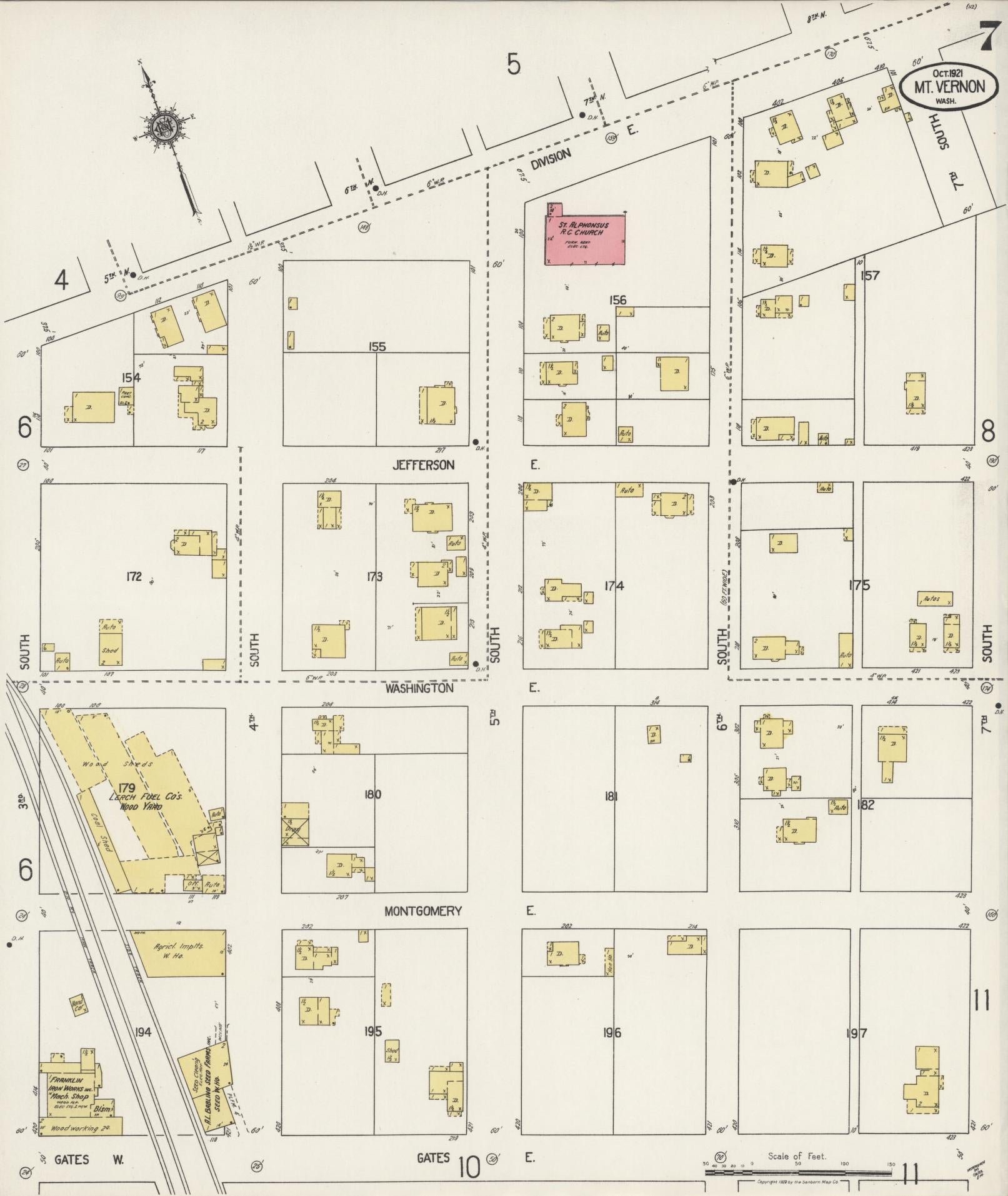 Sanborn Fire Insurance Map from Mount Vernon, Skagit County, Washington (1921), Sheet #0007 - Complete Map Set gallery image, historic Sanborn map, vintage wall art, Washington Washington