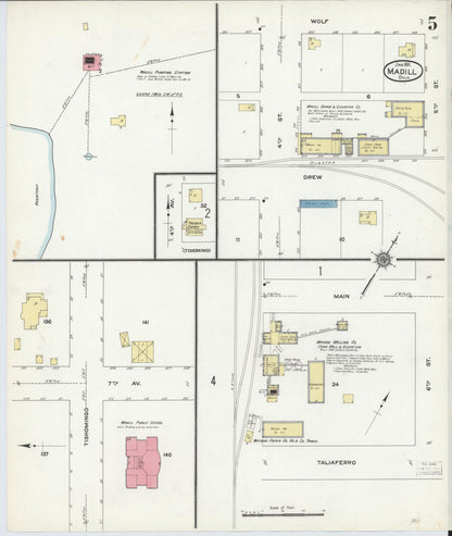 Sanborn Fire Insurance Map from Madill, Marshall County, Oklahoma (1911), Sheet #0005 - Complete Map Set gallery image, historic Sanborn map, vintage wall art, Oklahoma Oklahoma