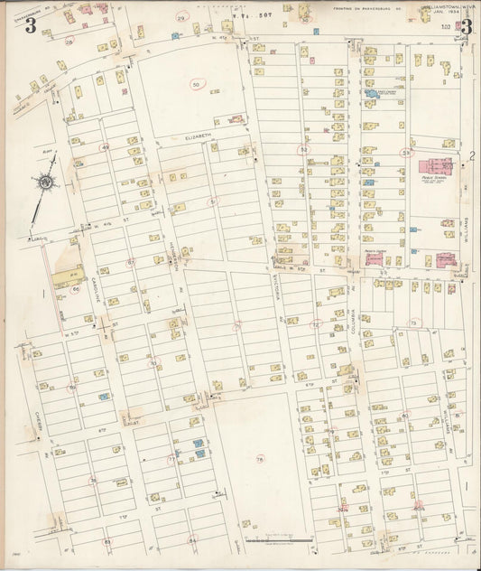Sanborn Fire Insurance Map from Williamstown, Wood County, West Virginia (1945), Sheet #0003 - Historic Sanborn Fire Insurance Map Print, vintage old map wall art, antique decor, genealogy gift, West Virginia West Virginia map