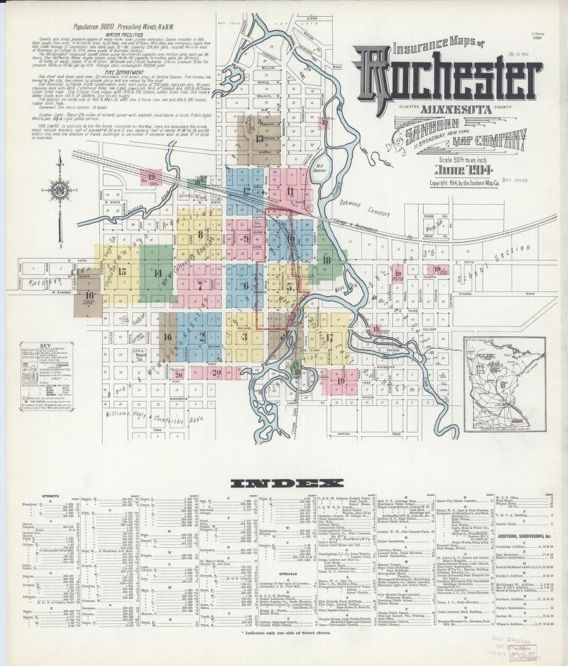 Sanborn Fire Insurance Map from Rochester, Olmsted County, Minnesota. (1914) – Map View