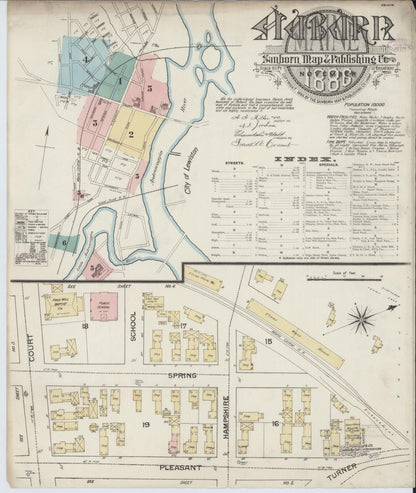 Sanborn Fire Insurance Map from Auburn, Androscoggin County, Maine (1886), Sheet #0001 - Complete Map Set gallery image, historic Sanborn map, vintage wall art, Maine Maine