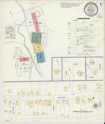 Sanborn Fire Insurance Map from Avoca, Luzerne County, Pennsylvania (1908), Sheet #0001 - Historic Sanborn Fire Insurance Map Print, vintage old map wall art, antique decor, genealogy gift, Pennsylvania Pennsylvania map