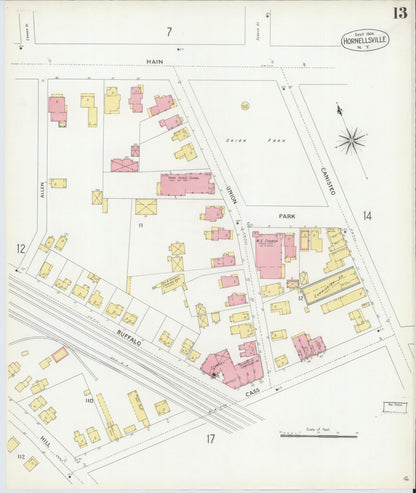 Sanborn Fire Insurance Map from Hornell, Steuben County, New York (1904), Sheet #0013 - Complete Map Set gallery image, historic Sanborn map, vintage wall art, New York New York