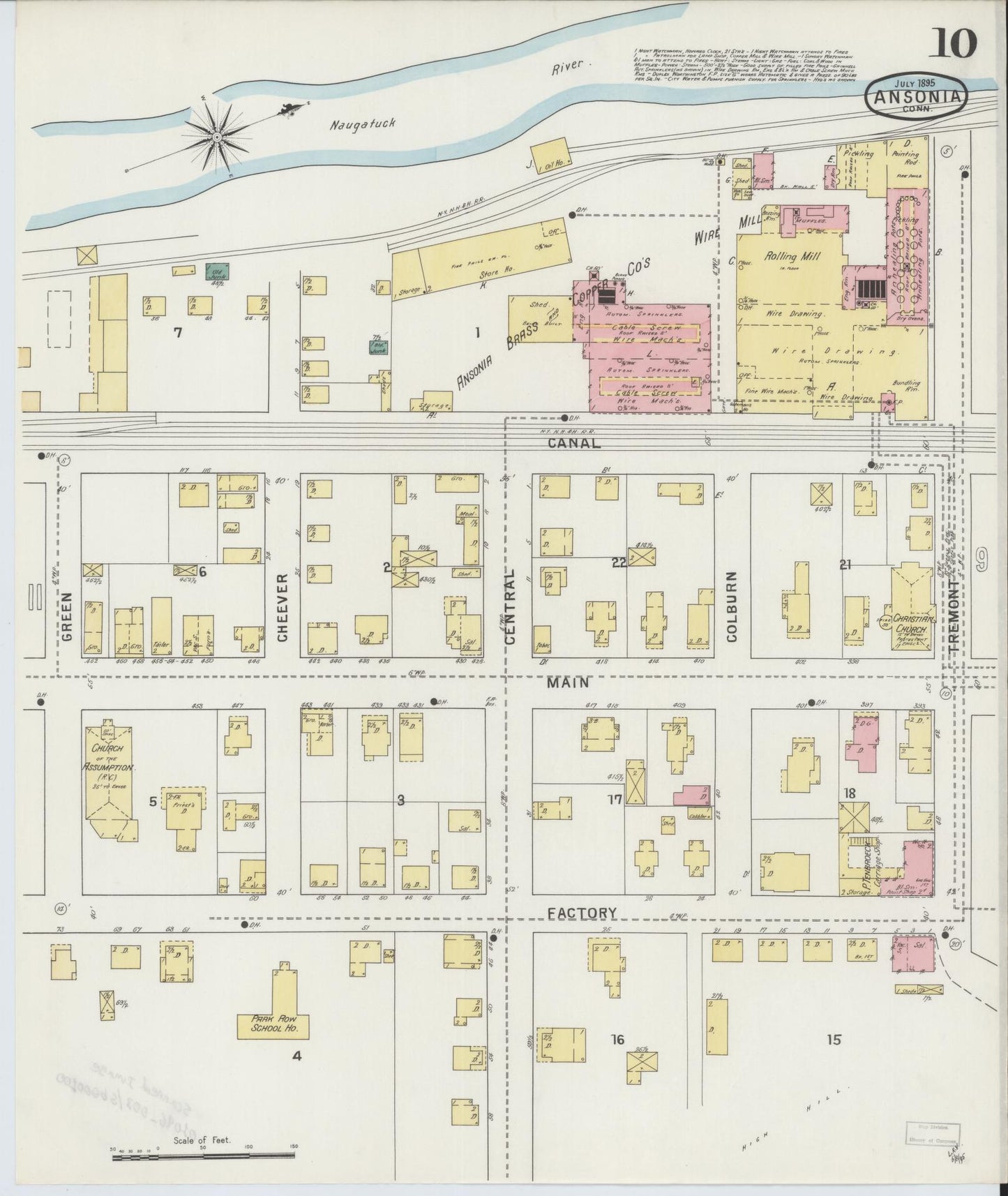 Sanborn Fire Insurance Map from Ansonia, New Haven County, Connecticut (1895), Sheet #0010 - Complete Map Set gallery image, historic Sanborn map, vintage wall art, Connecticut Connecticut