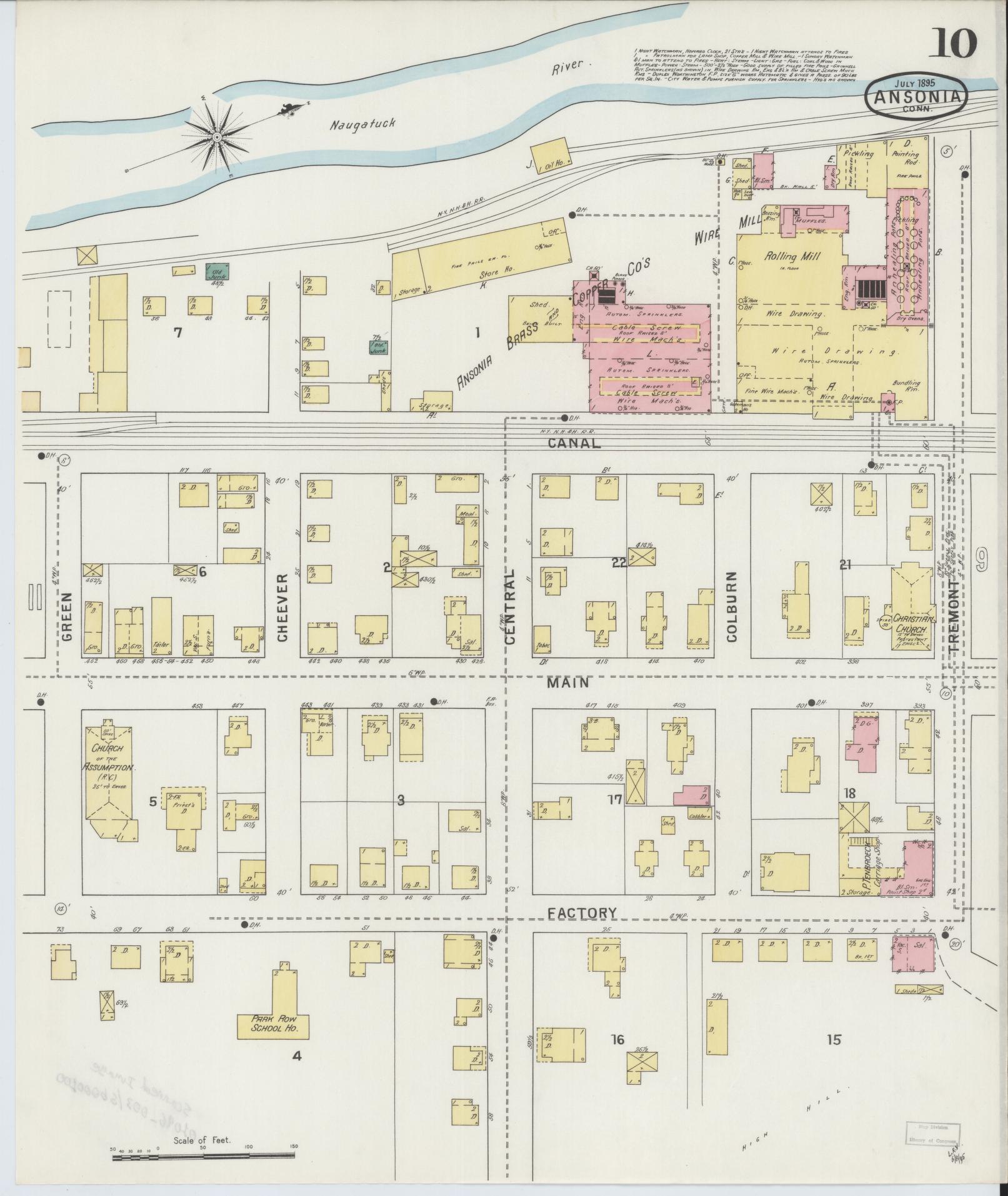 Sanborn Fire Insurance Map from Ansonia, New Haven County, Connecticut (1895), Sheet #0010 - Complete Map Set gallery image, historic Sanborn map, vintage wall art, Connecticut Connecticut